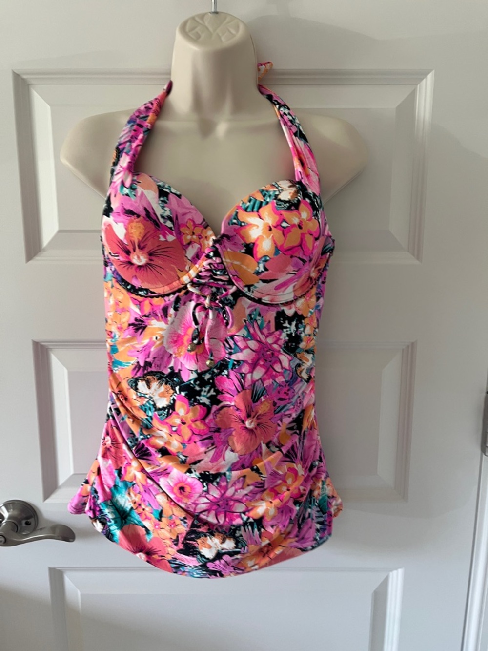 Coco Reef Multicolor Tropical Print Swimwear Top - Teal, Coral, Pink